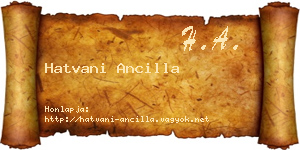 Hatvani Ancilla névjegykártya
